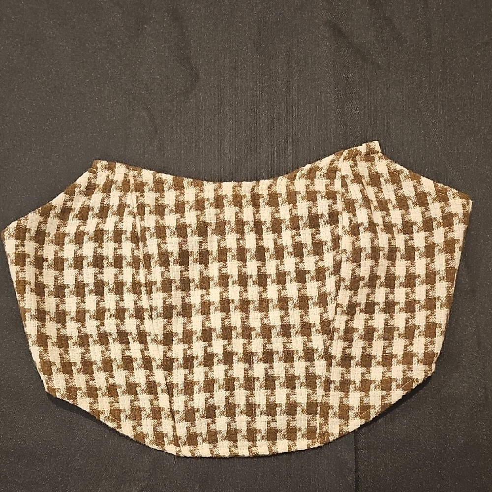 Blue Blush Brown Houndstooth Corset Crop Top Size L